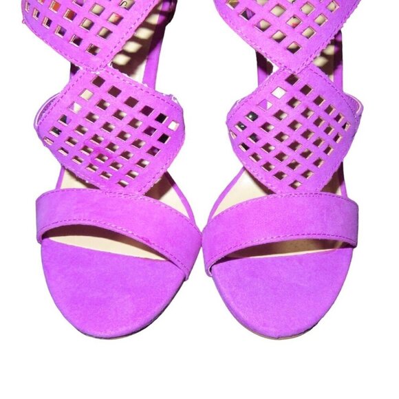 Justfab Gloria Purple Vegan Leather Laser Cut caged pumps size 8 true to size - Picture 6 of 15